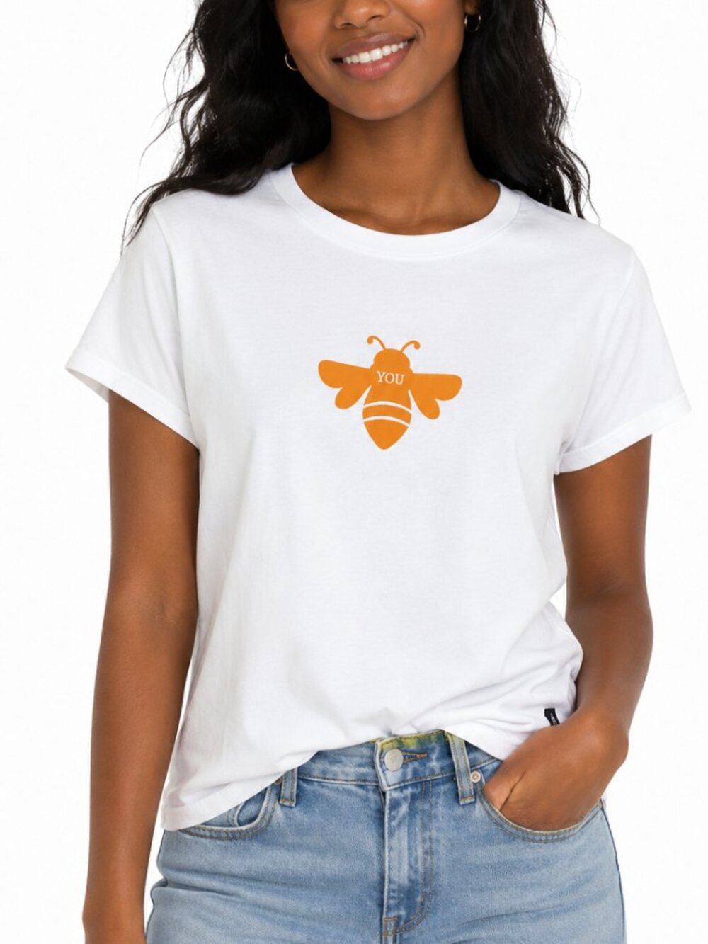Prana White w/ Orange Bee You Graphic Short Sleeve T-Shirt